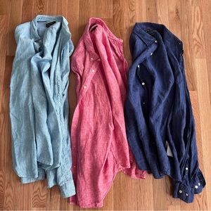 (3) Banana Republic Camden Fit - long sleeve button down collar casual shirts